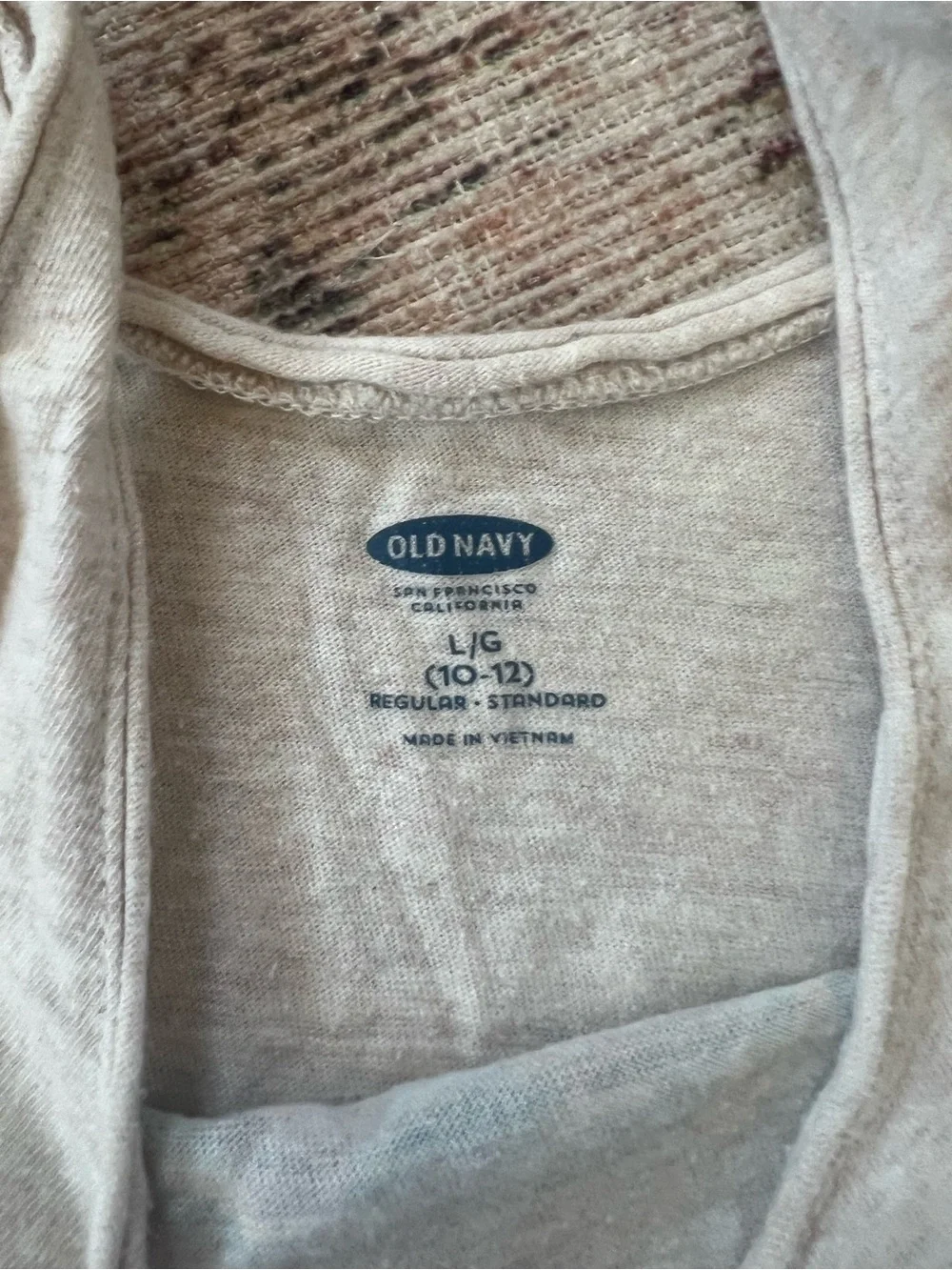 Old Navy Cream Graphic Tank with Teal & Navy Print